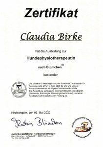 Ausbildung Zertifikat Hundephysiotherapeutin Hundherum | Über Claudia Birke